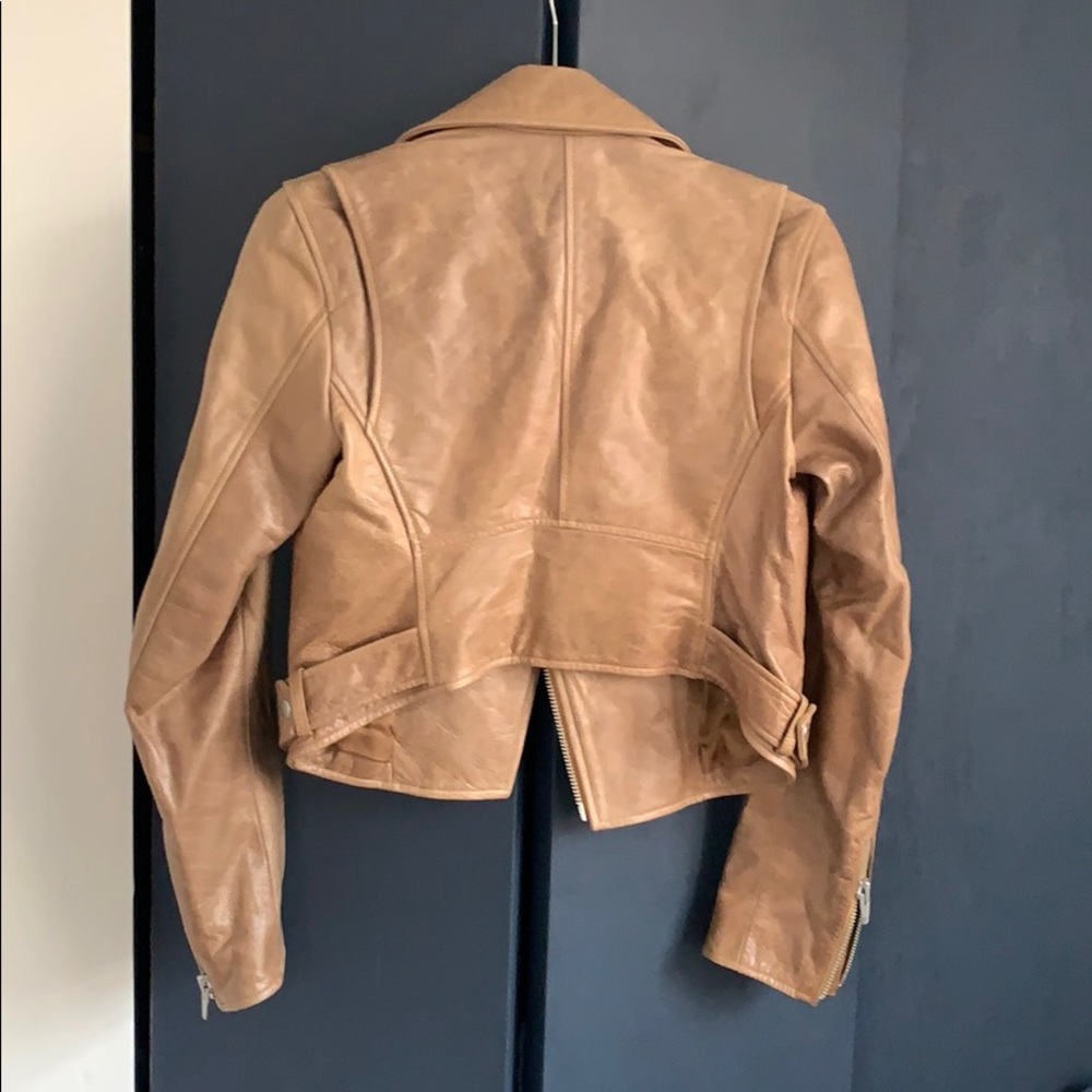 T Alexander Wang Distressed Crop Motto Leather Jacket - Picture 4 of 16